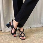 Carregar imagem no visualizador da galeria, Sandália Alta Vicky Preto Chocolate