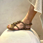 Rasteira Macramê Bronze