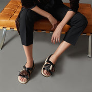 Sandália Amora Preto e Crema