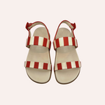 Carregar imagem no visualizador da galeria, Sandália Listrada Vermelho / Off White
