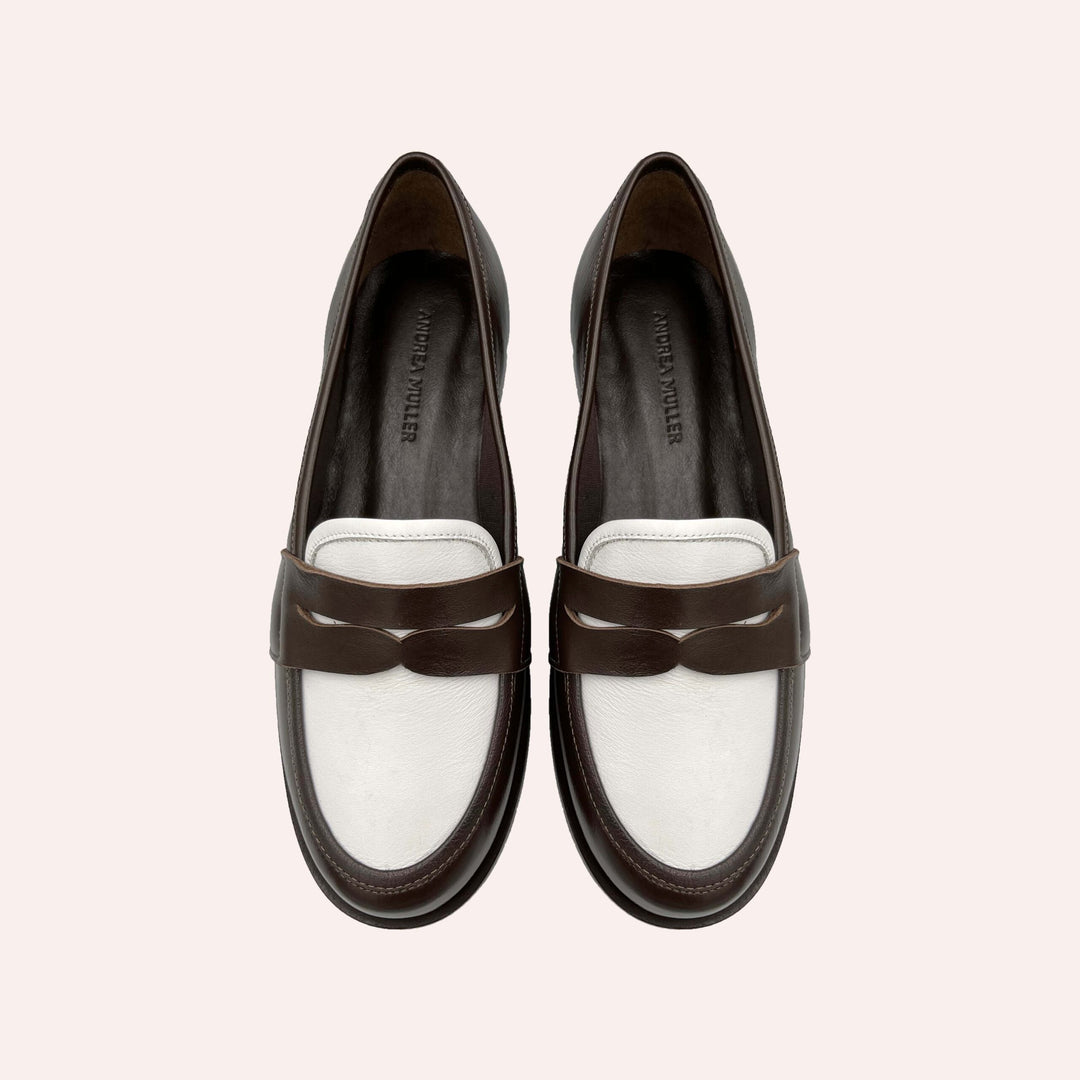 Mocassim Nicole Café / Branco