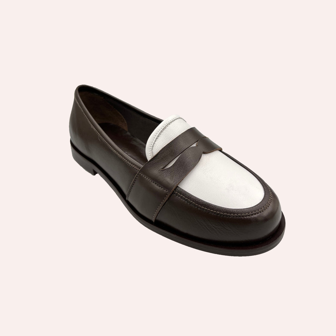 Mocassim Nicole Café / Branco