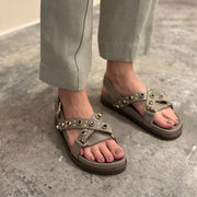 Sandália Beta Tachas Khaki