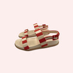 Load image into Gallery viewer, Sandália Listrada Vermelho / Off White