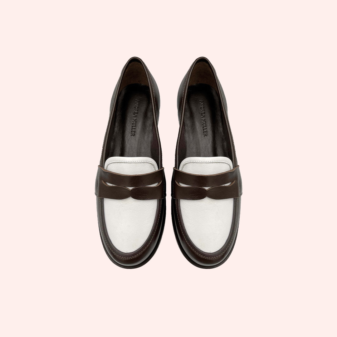 Mocassim Nicole Café / Branco