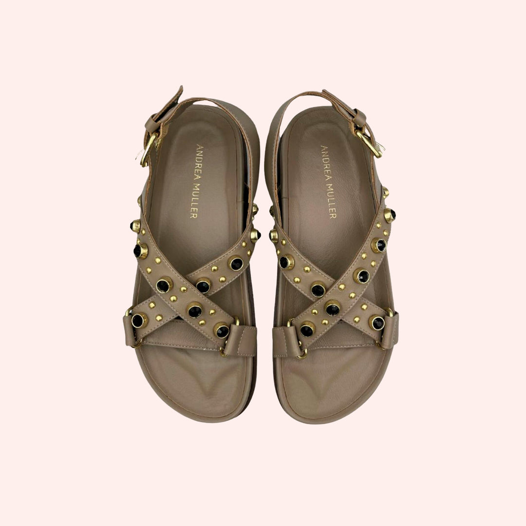 Sandália Beta Tachas Khaki