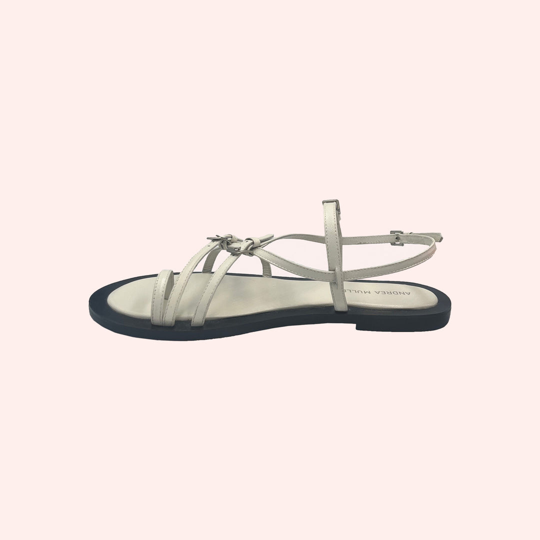 Sandália Cris Off-White e Preta