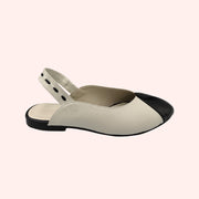 Sapatilha Alinhavo Off White/Preto lado