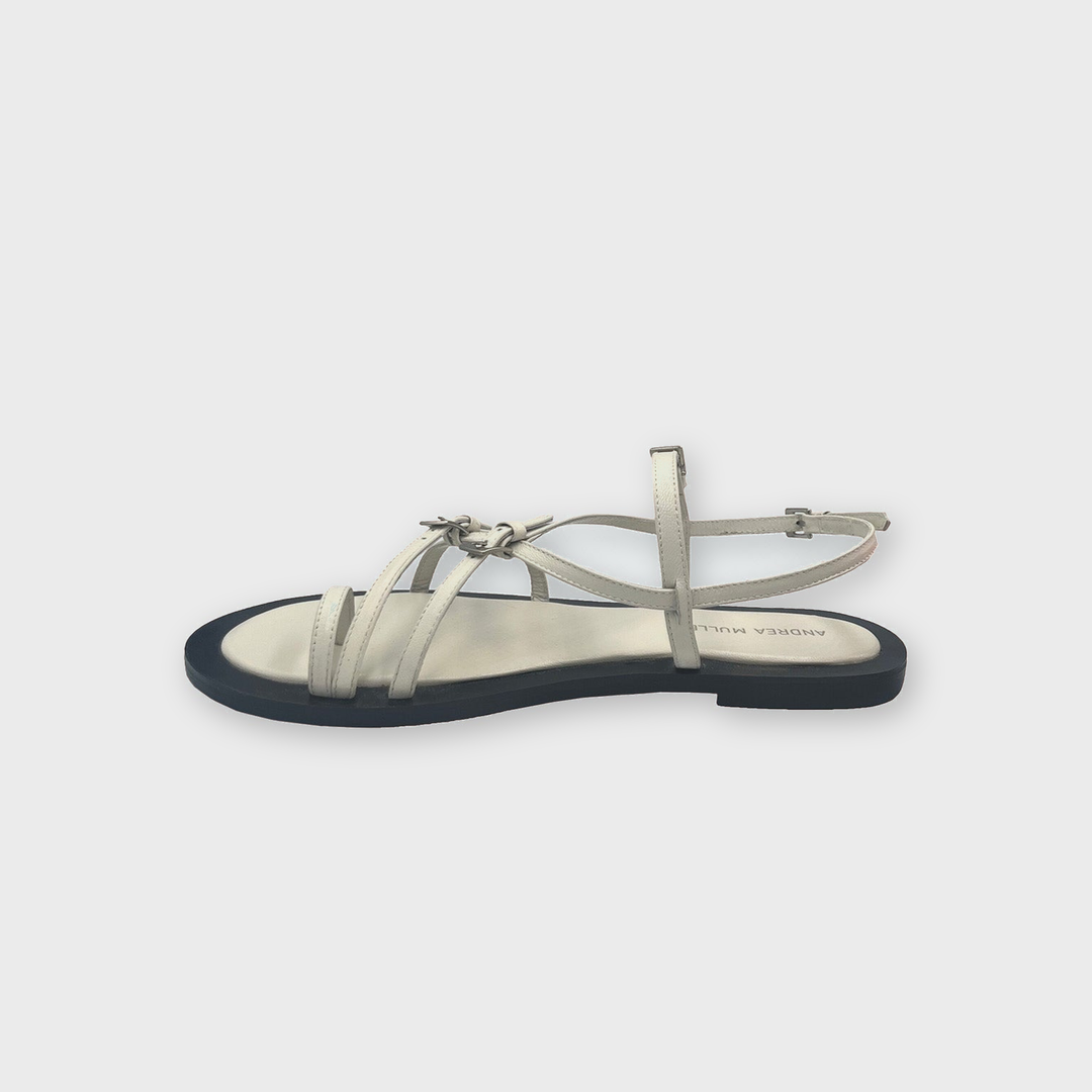 Sandália Cris Off-White e Preta
