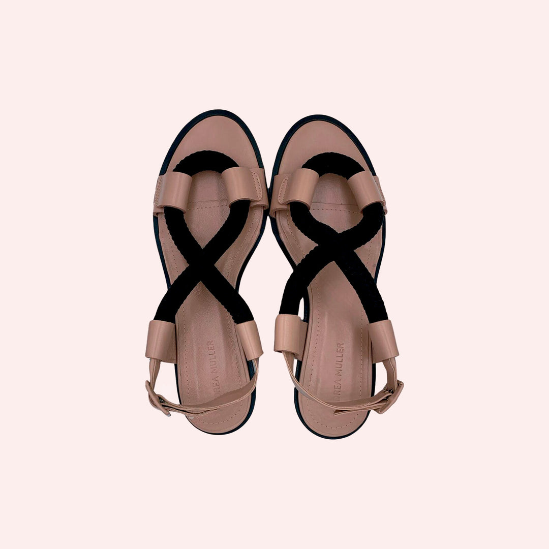 Sandália Vicky Nude E Preto